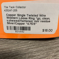 Copper Single Twisted Wire Western Loose Ring *gc, clean, v.chewed/flattened, mnr residue
