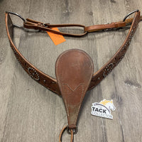 Wide Thick Breastcollar, Rivets, Cut out, connecting straps, snap *vgc, mnr dirt & stains, stiff, dry
