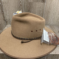 Felt Hat, 2x braided leather hat bands *xc, mnr threads, dusty?
