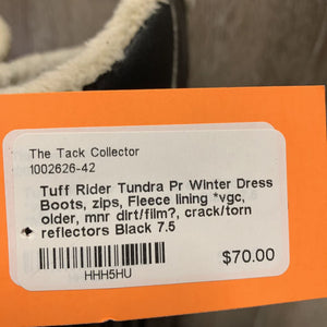 Pr Winter Dress Boots, zips, Fleece lining *vgc, older, mnr dirt/film?, crack/torn reflectors