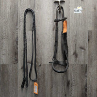 Narrow Rsd Bridle, Braided Reins *gc, white film, scraped edges, loose keepers, rubs, scrapes, faded
