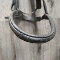 Narrow Rsd Bridle, Braided Reins *gc, white film, scraped edges, loose keepers, rubs, scrapes, faded
