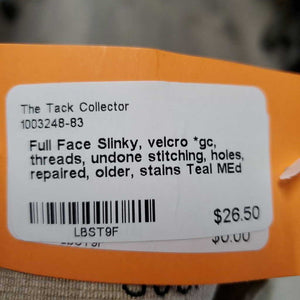 Full Face Slinky, velcro *gc, threads, undone stitching, holes, repaired, older, stains