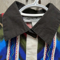 LS Western Shirt, buttons, shoulder pads *fair, older, faded, seam puckers, crinkles, snag
