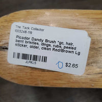 Dandy Brush *gc, hair, bent bristles, dings, rubs, peeled sticker, older, clean
