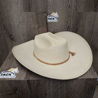 FidePal Vintage Mexican Straw Cowboy Hat, tassel, braided leather band *vgc, mnr stains, threads
