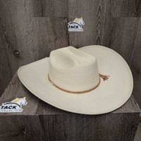 FidePal Vintage Mexican Straw Cowboy Hat, tassel, braided leather band *vgc, mnr stains, threads