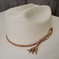 FidePal Vintage Mexican Straw Cowboy Hat, tassel, braided leather band *vgc, mnr stains, threads