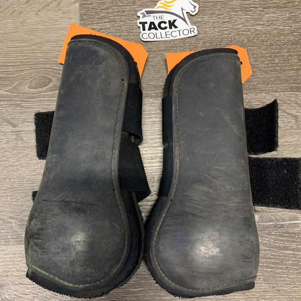 Pr Open Front Boots, velcro *dirty, faded, scuffs, v.pilly edges, squished, hairy, older