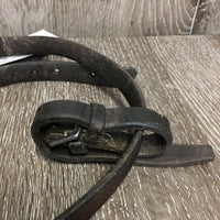 Flash Strap, Noseband Buckle Attachment *older, clean, dry, twisted, cut, xholes, stiff, scraped edges, residue
