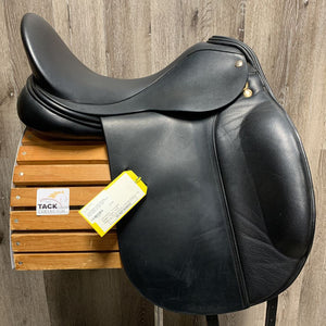 18" MW *5.5" Frank Baines Dressage Saddle, Blue Cotton Frank Baines Cover, Lg Front Blocks, Wool Flocking, Rear Gusset Panels, Flaps: 16.5"L x 14"W Serial # 18 MW 12288
