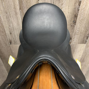 18" MW *5.5" Frank Baines Dressage Saddle, Blue Cotton Frank Baines Cover, Lg Front Blocks, Wool Flocking, Rear Gusset Panels, Flaps: 16.5"L x 14"W Serial # 18 MW 12288