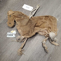 Suede "Stable Buddy" Horse Boredom Toy *fair, crumpled, chewed, dirt, pulled out grommet, missing leg & fill?
