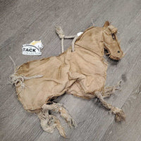 Suede "Stable Buddy" Horse Boredom Toy *fair, crumpled, chewed, dirt, pulled out grommet, missing leg & fill?