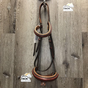 Padded Rsd Monocrown Bridle *NO CHEEKS & FLASH, gc, dry, scuffs, cracks, rubs, loose keepers, stiff, chewed & scraped edges