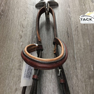 Padded Rsd Monocrown Bridle *NO CHEEKS & FLASH, gc, dry, scuffs, cracks, rubs, loose keepers, stiff, chewed & scraped edges