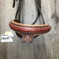 Padded Rsd Monocrown Bridle *NO CHEEKS & FLASH, gc, dry, scuffs, cracks, rubs, loose keepers, stiff, chewed & scraped edges
