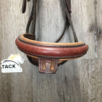 Padded Rsd Monocrown Bridle *NO CHEEKS & FLASH, gc, dry, scuffs, cracks, rubs, loose keepers, stiff, chewed & scraped edges