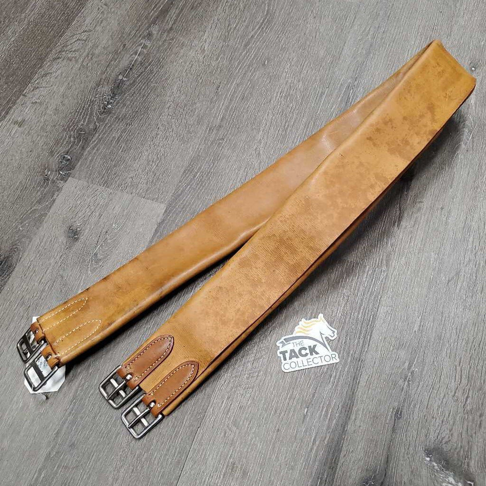 Tri Fold Leather Girth *xc, older, stains, clean, spots