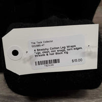 4 Stretchy Cotton Leg Wraps *vgc, clean, mnr snags, torn edges, threads & hair