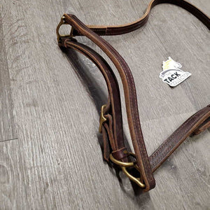 Double Leather - Nylon Lined Grooming Halter *vgc, dirty, CUT end, scraped edges