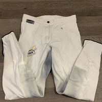 Full Seat Breeches, stitch detail *gc, v.stains, mnr threads, seam puckers, mnr dingy
