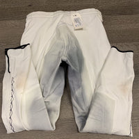 Full Seat Breeches, stitch detail *gc, v.stains, mnr threads, seam puckers, mnr dingy
