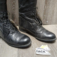 Pr Thick Leather Field Boots, Pull On, Pr Gold Boot Forms *gc, older, creases, rubs, mnr dirt, scratches & scuffs
