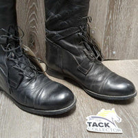 Pr Thick Leather Field Boots, Pull On, Pr Gold Boot Forms *gc, older, creases, rubs, mnr dirt, scratches & scuffs
