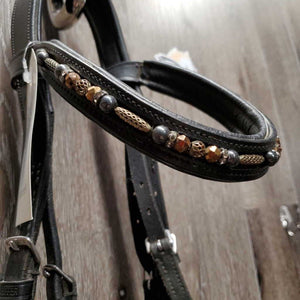 & BR Monocrown Bridle, Flash, Bling, Patent Piping, Buckles *vgc, mnr dirt, repaired cheeks, mismatched, scraped edges