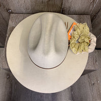 5X Fur Felt Cowboy Hat, 1 lace, 1 cotton hair scrunchie *vgc, mnr band stain, v. slightly unshaped, sm dings