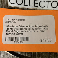 Adjustable Silver Plated Floral Western Hat Band *vgc, mnr scuffs, v. mnr tarnish