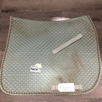 Quilted Dressage Pad, 1x piping *gc, dirt, v. stained, hair, pills, sm edge tears, frayed piping
