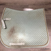 Quilted Dressage Pad, 1x piping *gc, dirt, v. stained, hair, pills, sm edge tears, frayed piping