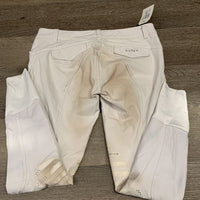 MENS Euroseat Breeches *fair, STUCK Zipper, v.stained, dingy, peeled knees, seam puckers
