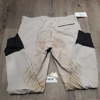 MENS Euroseat Breeches *gc, stains, discolored/stained seat & legs, peeled/dry stickies, undone stitching, snags
