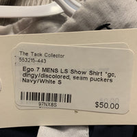 MENS LS Show Shirt *gc, dingy/discolored, seam puckers
