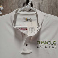 LS Show Polo Shirt, 1/4 Snap Up, attached snap collar "The League Callidae" *xc, puckered embroidery
