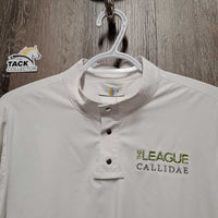 LS Show Polo Shirt, 1/4 Snap Up, attached snap collar "The League Callidae" *xc, puckered embroidery
