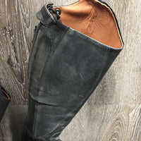 Pr Field Boots, zips *fair, dirt, stretched, creases, rubs, faded, L - zip edge: UNSTITCHED & frayed