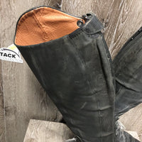 Pr Field Boots, zips *fair, dirt, stretched, creases, rubs, faded, L - zip edge: UNSTITCHED & frayed
