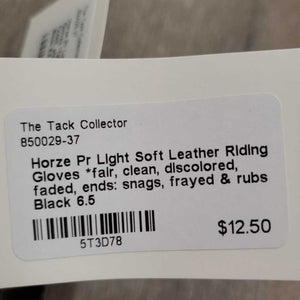 Pr Light Soft Leather Riding Gloves *fair, clean, discolored, faded, ends: snags, frayed & rubs