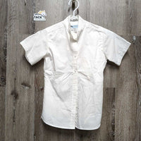 JUNIORS SS Show Shirt, 1 button collar *gc, older, seam puckers, crinkles, dingy?, v. mnr hair
