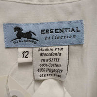 JUNIORS SS Show Shirt, 1 button collar *gc, older, seam puckers, crinkles, dingy?, v. mnr hair
