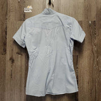 SS Show Shirt, 1 button collar *older, threads, crinkles, seam puckers, mnr stains, rubs, pills, pits
