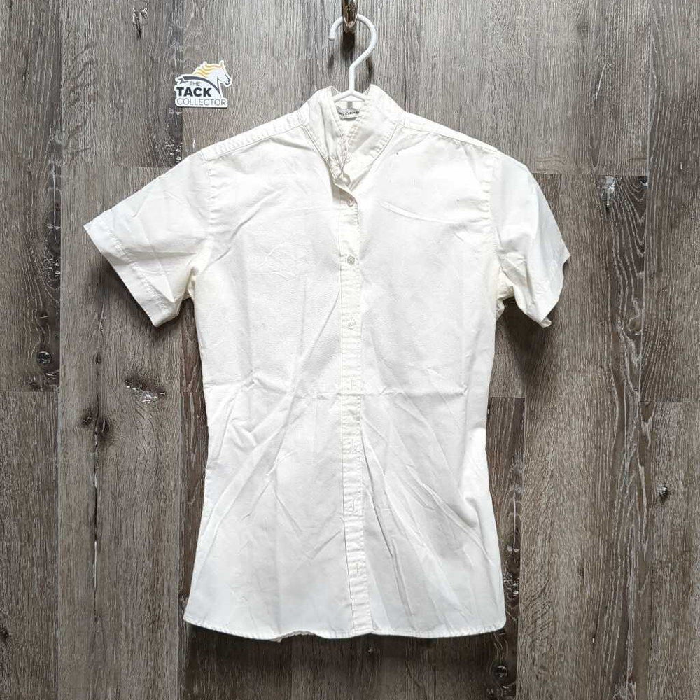 SS Show Shirt, 1 collar *gc, pit stains, hair, older, seam puckers, crinkles