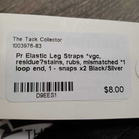 Pr Elastic Leg Straps *vgc, residue?stains, rubs, mismatched *1 loop end, 1 - snaps x2