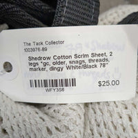 Cotton Scrim Sheet, 2 legs *gc, older, snags, threads, marker, dingy
