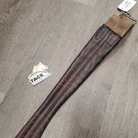 Narrow Padded Leather Girth, 1x els *fair, lumpy, torn edge, scrapes, stains, older
