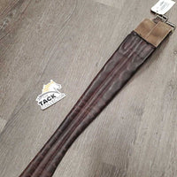 Narrow Padded Leather Girth, 1x els *fair, lumpy, torn edge, scrapes, stains, older